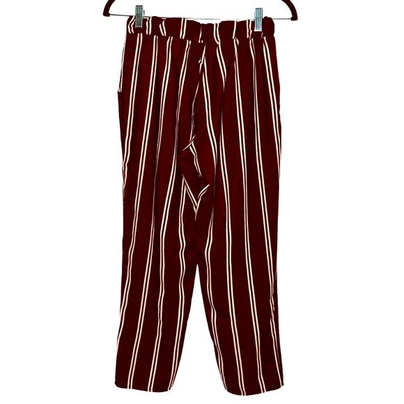Honey Punch Wide Leg Boho Crop Pants Red & White Striped Trousers Size Small - Picture 3 of 9